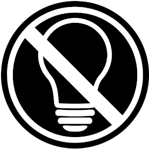 Crossed out light bulb icon